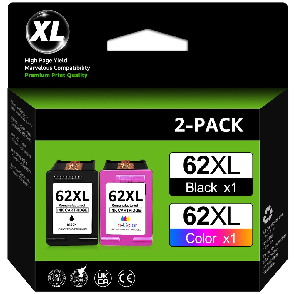 62XL Black Color Ink Cartridge for HP 62XL Envy 5540 5640 5660 7640 8005 Printer