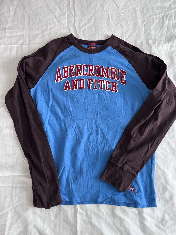 Abercrombie And Fitch Longsleeve Muscle Tee Blue And Brown, Size Small