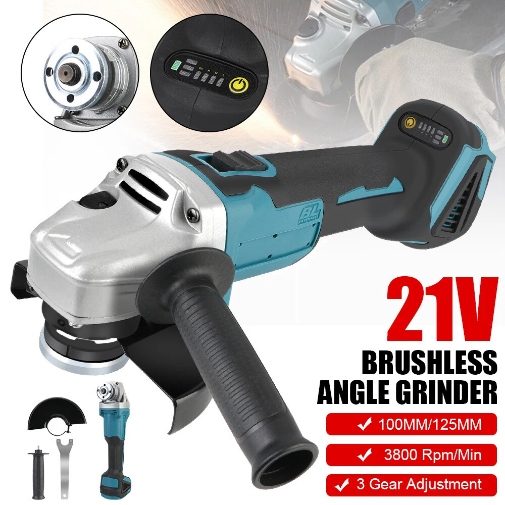 100/125mm Brushless Cordless Angle Grinder Compatible with Makita 21V Battery