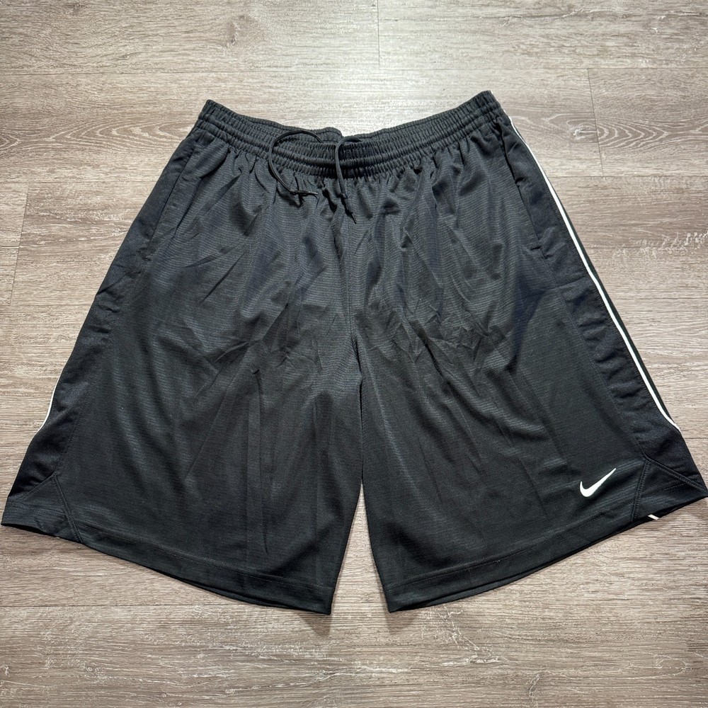 Nike Shorts Mens XXL Black White Swoosh Basketball Drawstring Outdoor Casual