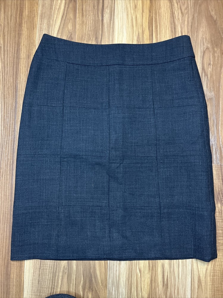 Tory Burch Gray Pencil Skirt Size 8 Women's  Classic Wool Blend EUC