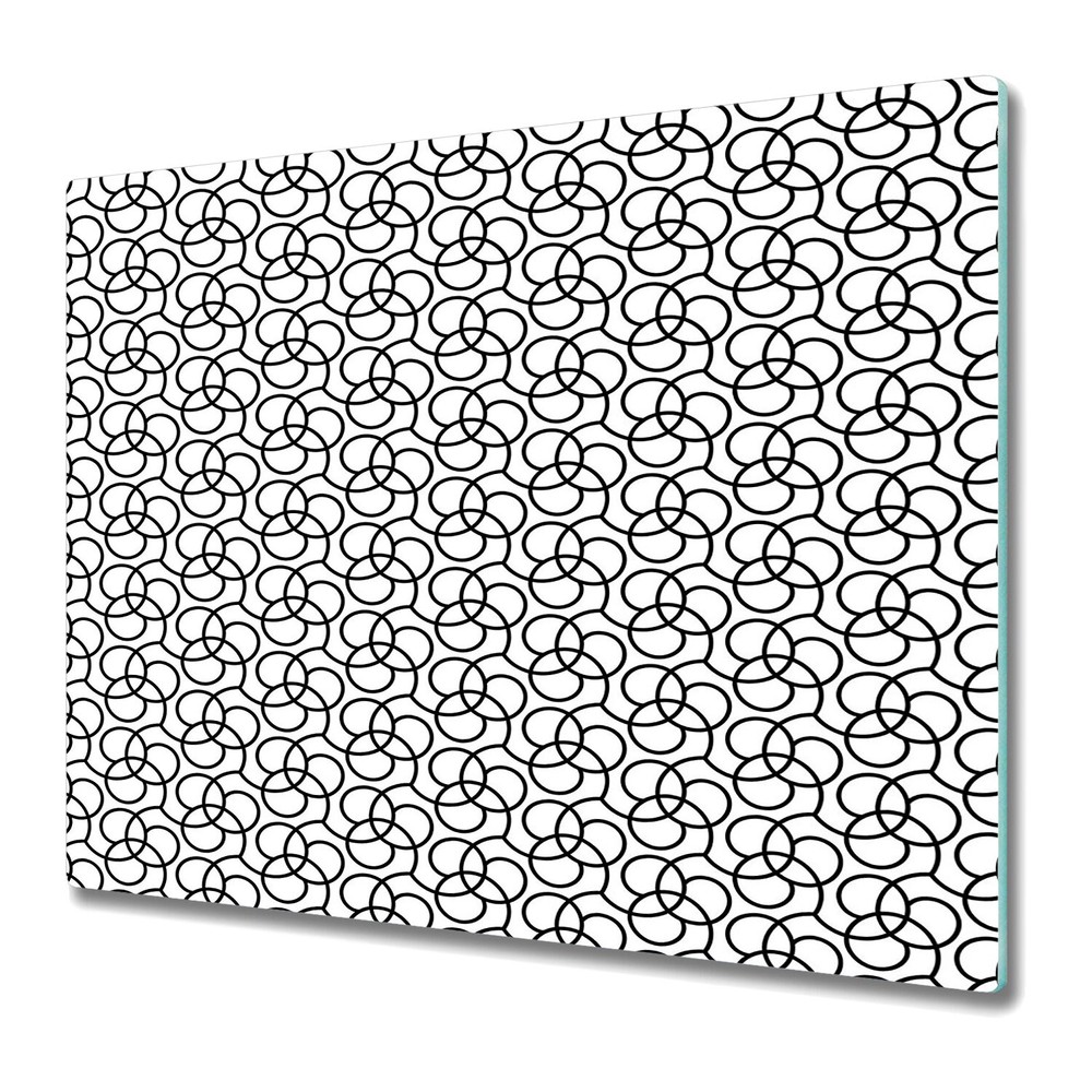 Glass Kitchen Chopping Board Geometric black and white minimalistic 60x52