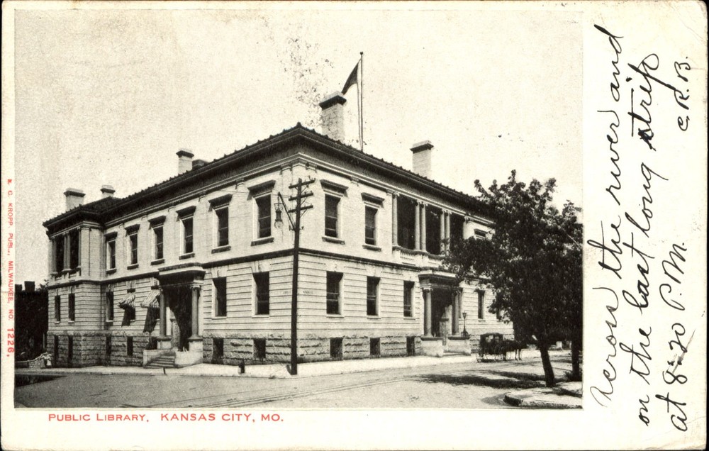 Public Library Kansas City Missouri ~ UDB DPO STATION A 1907 vintage postcard