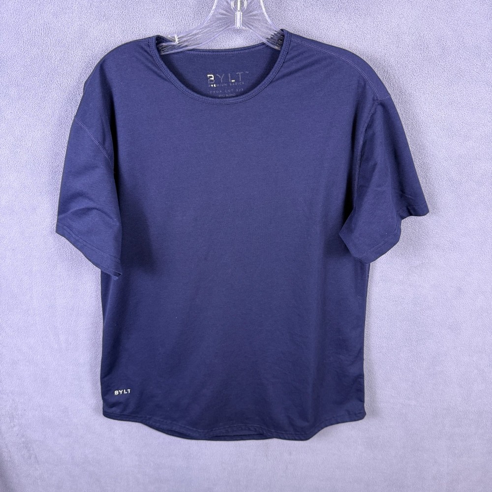 BYLT Drop Cut Mens T Shirt  Large Blue Lux Premium Basics Performance Outdoors
