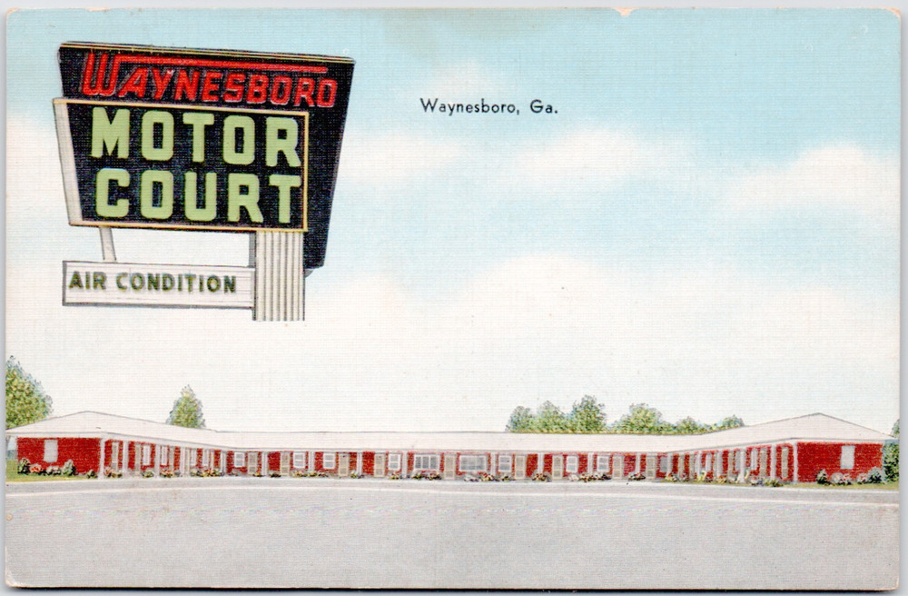 Waynesboro Motor Court Georgia Highway 24 1940 Vintage Linen Postcard