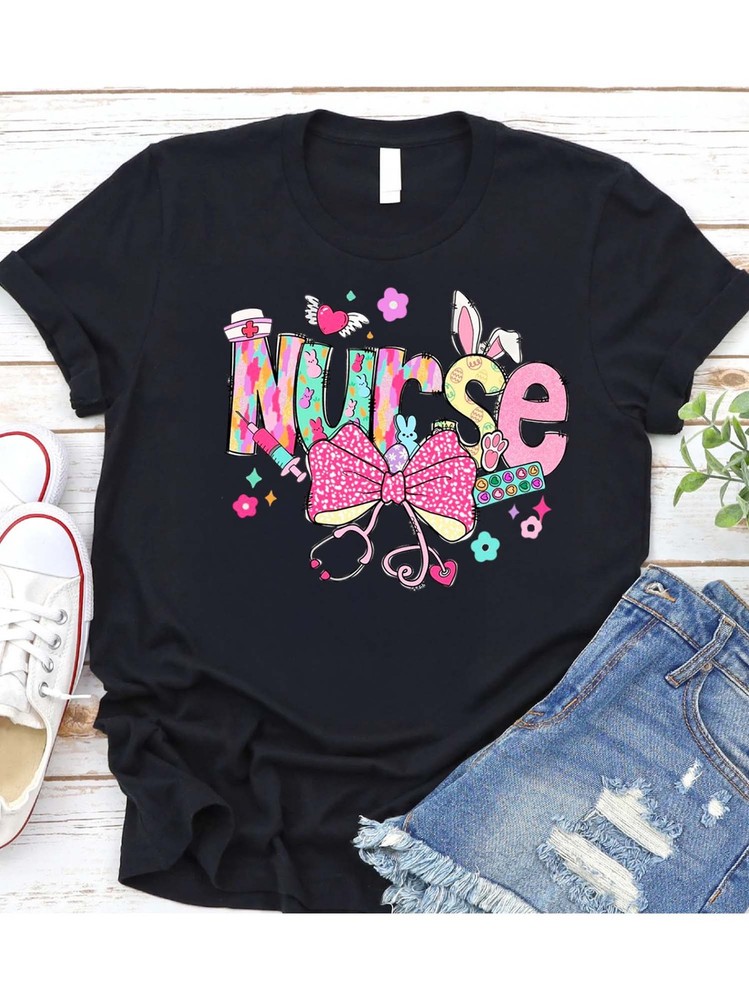 Women's Cotton Black T-Shirt with 