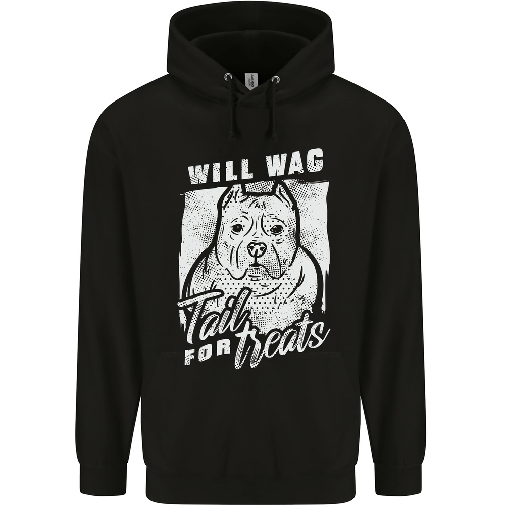 Staffordshire Terrier Wag For Treats Funny Mens 80% Cotton Hoodie
