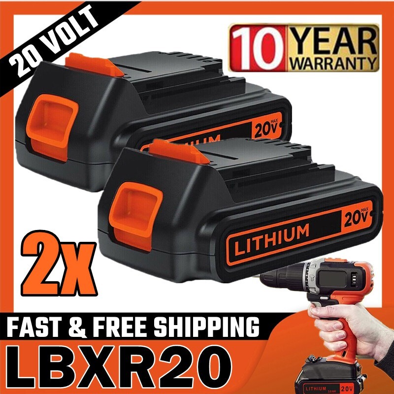 2PACK 20V 1.5Ah Li-ion Battery Compatible with BLACK+DECKER LBXR20 LBX20 LB20 20V Tools