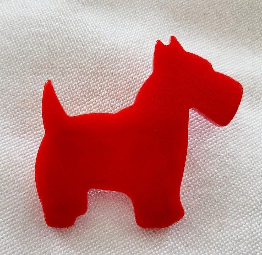 Vintage Cherry Red Bakelite Scottie Scotty Dog Brooch Pin