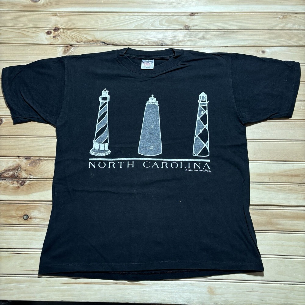 Vintage 90s North Carolina Lighthouse 1994 Single Stitch Ocean Shirt Size Large