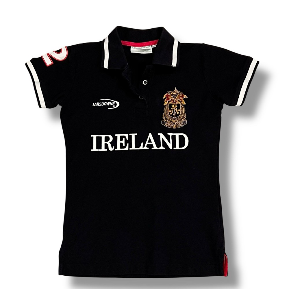 Ireland Lansdown Junior Polo Shirt Size XS Navy w/ Pink Trim -Embroidered