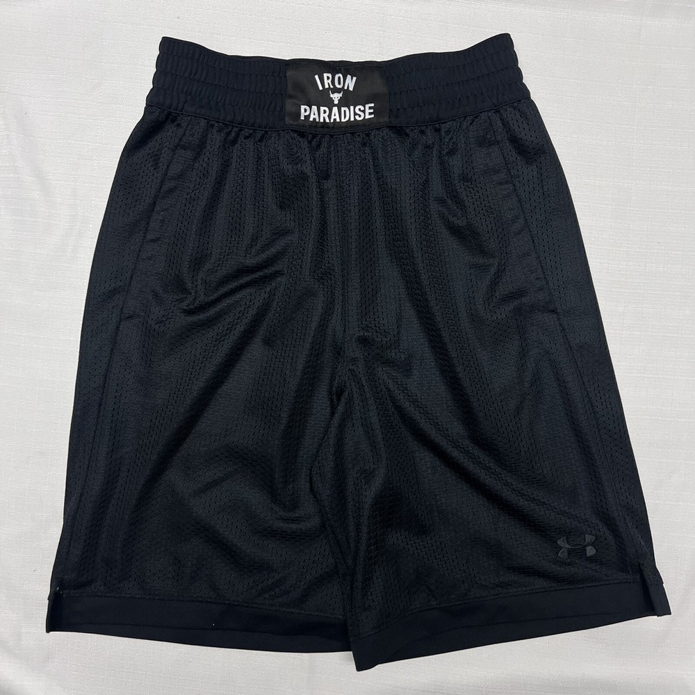 Under Armour Shorts Mens Black Project Rock Iron Paradise Gym Workout Train S