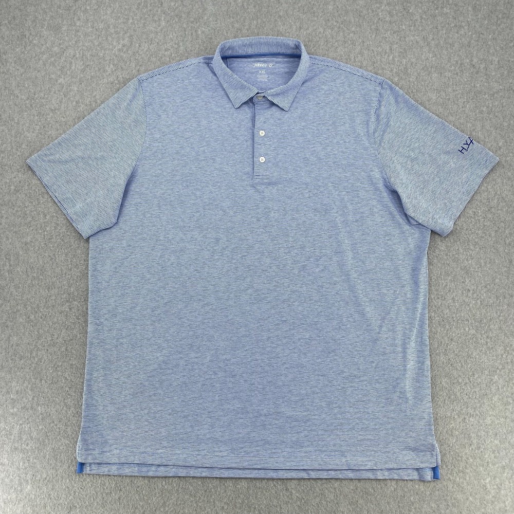 Johnnie-O Shirt Men's 2XL Blue Micro Stripe S/S Performance Stretch Golf Polo
