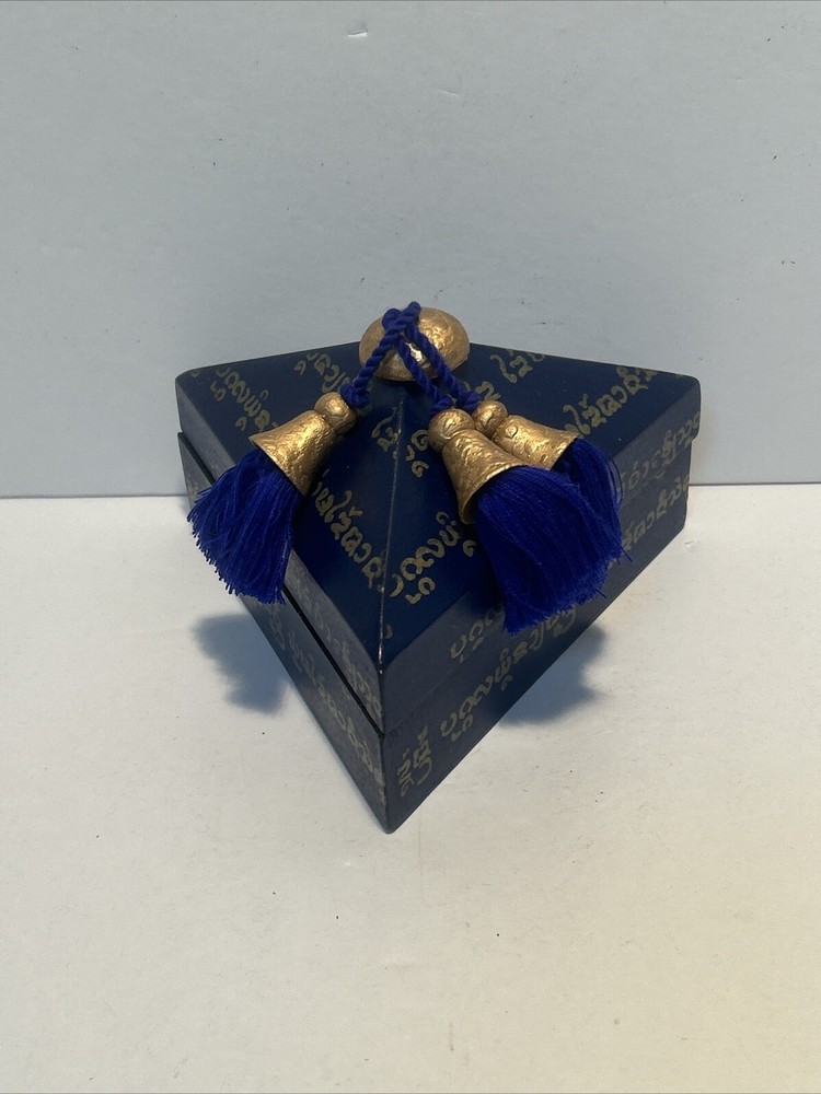 Thai Teak Triangle Jewelry Box with Handcrafted Design