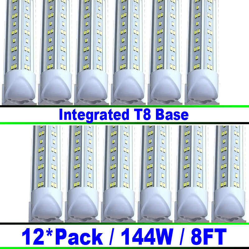 12 Pc 8 Foot LED Shop Lights 144W Fixture 8Ft T8 8' LED Tube Light Bulbs 6500K