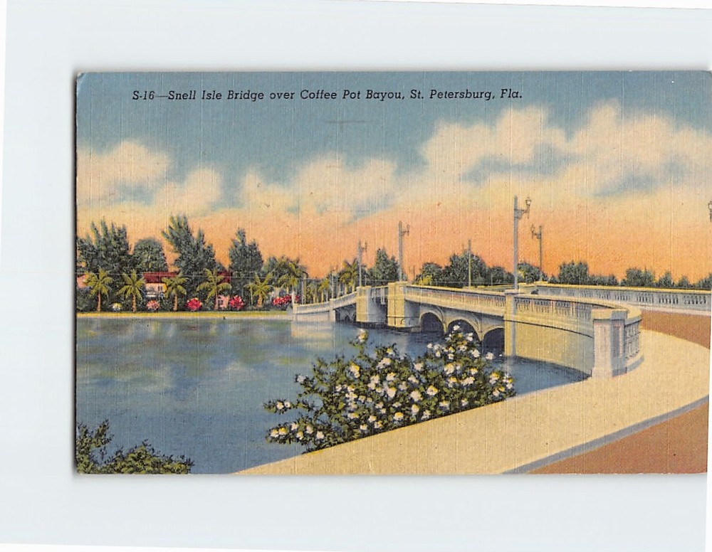 Postcard Snell Isle Bridge over Coffee Pot Bayou St. Petersburg Florida USA