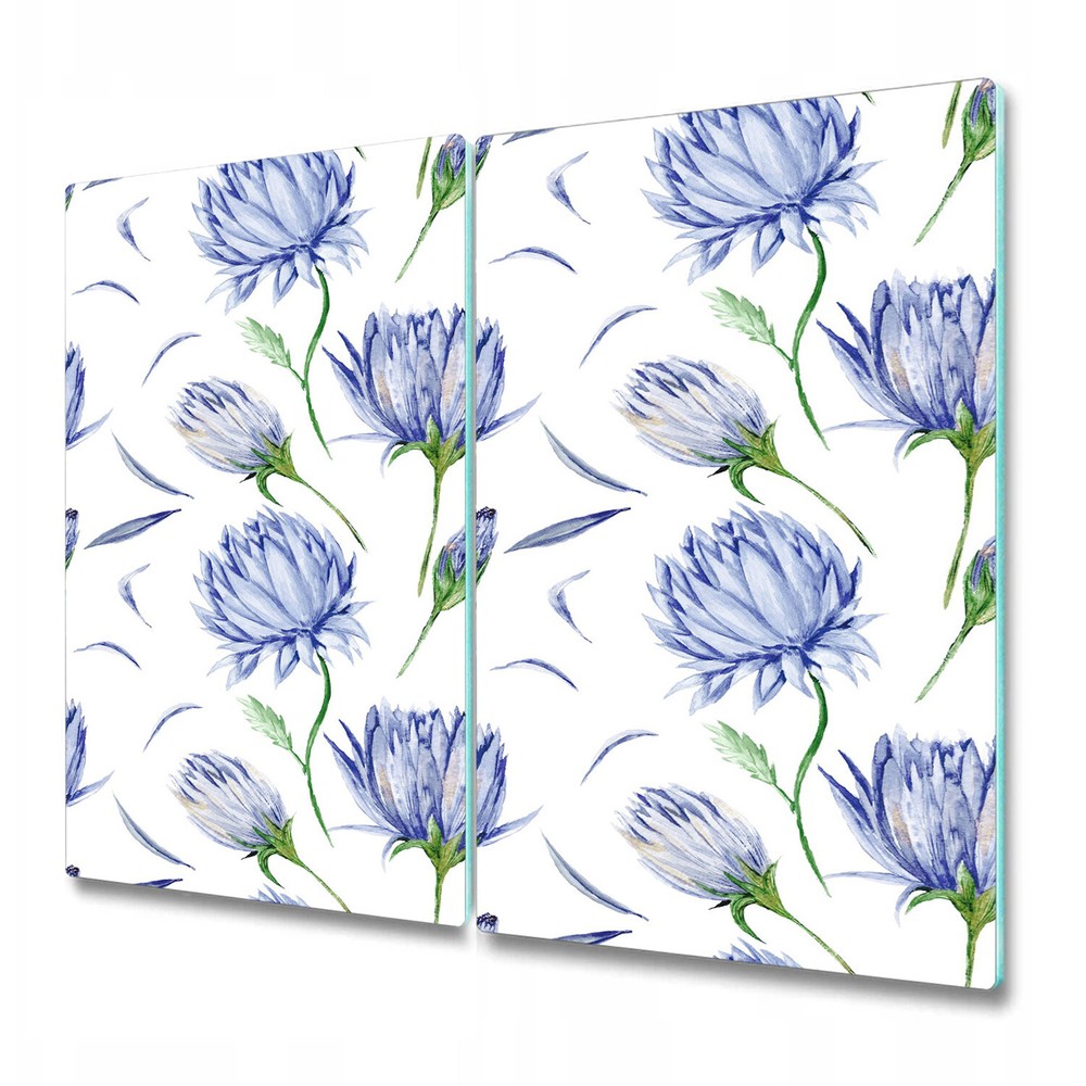 Glass Worktop Saver Indigo flower Botanical Watercolour floral Flower 2x30x52