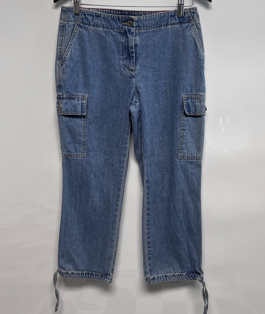 Y2K Tommy Hilfiger Blue Cargo Capris Grunge Skater Jeans Size 4