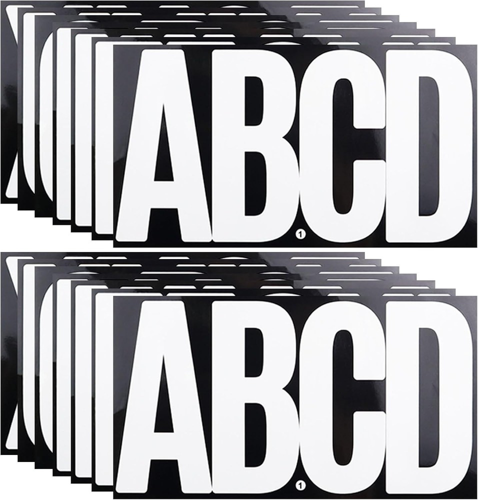 6 Inch White Alphabet Letter Stickers 76-Piece Self-Adhesive Set