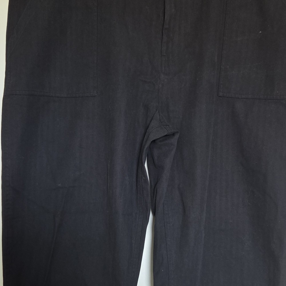 P&Co Men's Straight Fit Cotton Herringbone Casual Pants Black Pockets 38 Regular