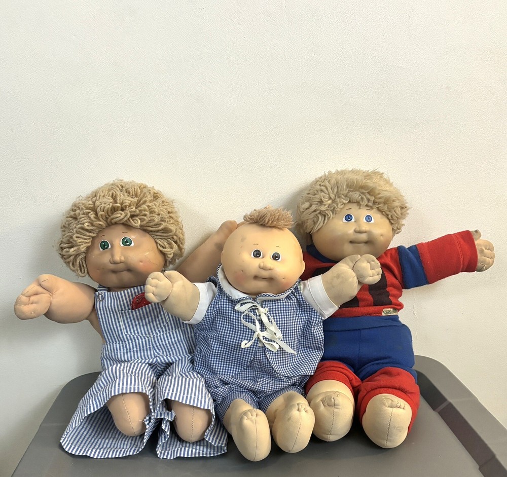 Vintage Cabbage Patch Preemie Dolls Trio Unrestored Condition