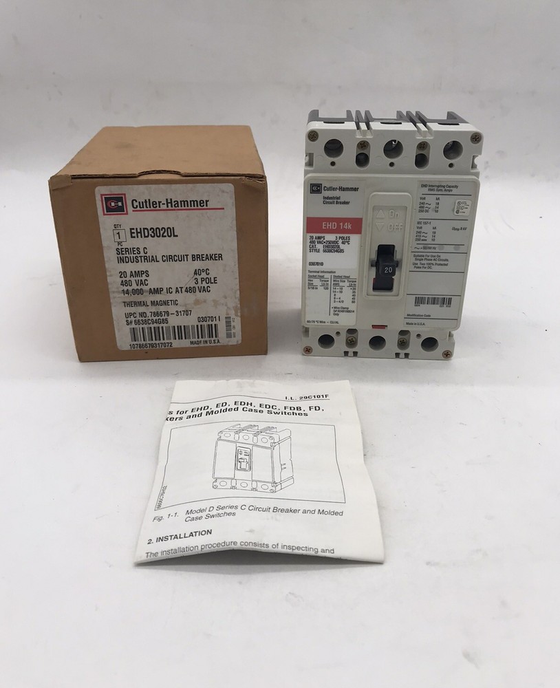 Houston Stock New Eaton Ehd3020L Type Ehd 20 Amp 480V Free 2 Day Air Buy Now