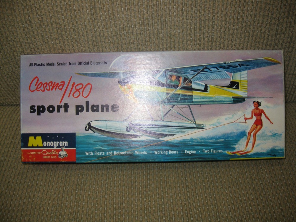 Vintage Monogram 1/48 Cessna 180 Sport/Sea Plane Kit, c1962: MINT CONDITION!
