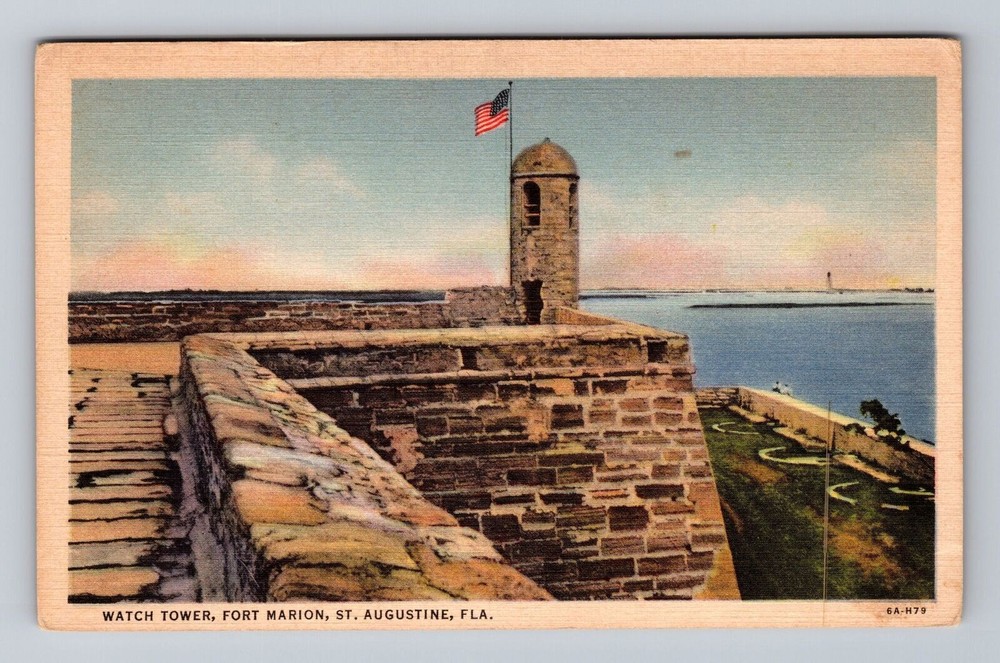 Florida FL St Augustine Watch Tower Fort Marion Vintage Postcard