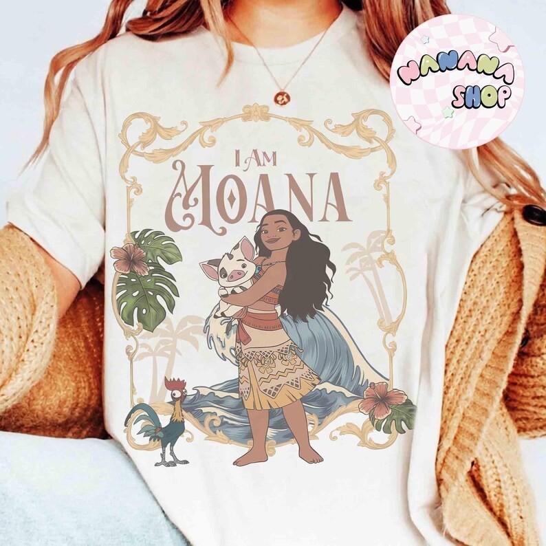 Moana Princess Floral Shirt, I am Moana Tee, Pua Pig & HeiHei Chicken T-Shirt