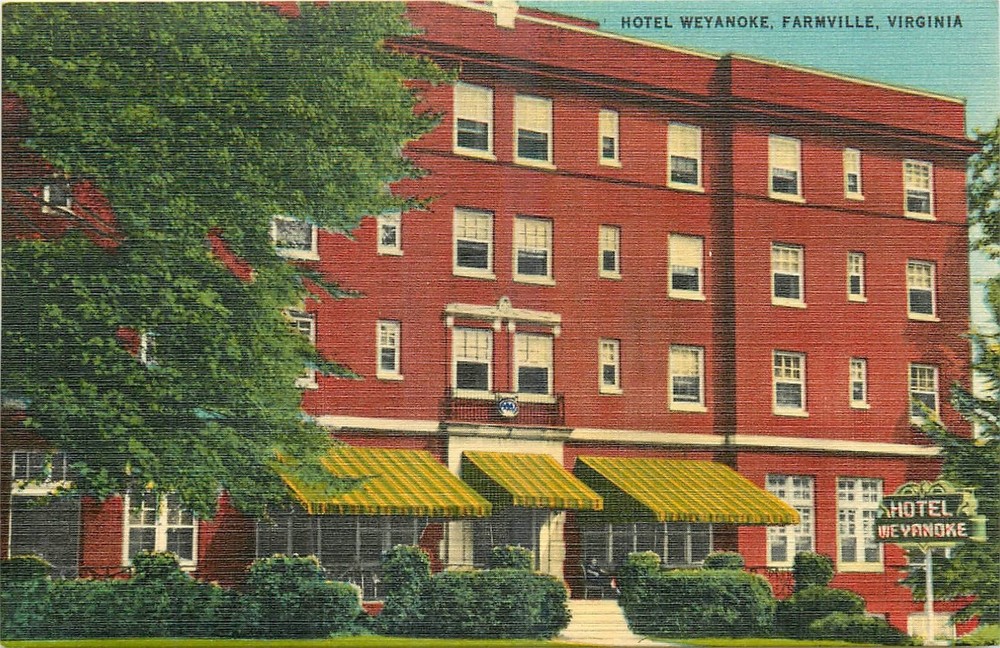 1940s Farmville Virginia Hotel Weyanoke occupation Ashville Postcard 26-2121