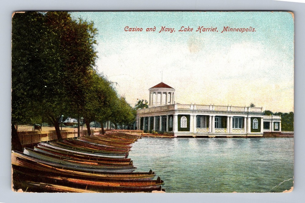 Minneapolis MN-Minnesota Casino And Navy Lake Harriet Vintage c1918 Postcard