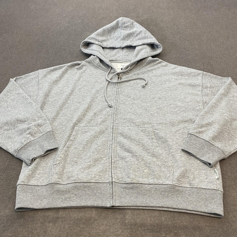 American Eagle Hoodie Womens Large Gray Full Zip Sweatshirt Pockets Casual Soft