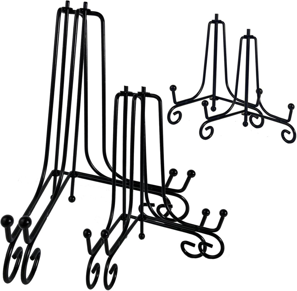 6PCS Black Iron Plate Stands for Display - 4 6 8 Inch Decorative Metal Racks