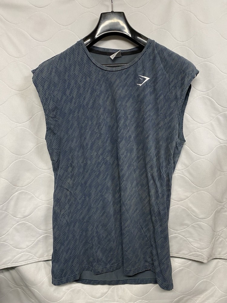Gymshark Critical Cut Off Sleeveless Tank Mens Shirt Medium Blue Gym (Pre-Owned)