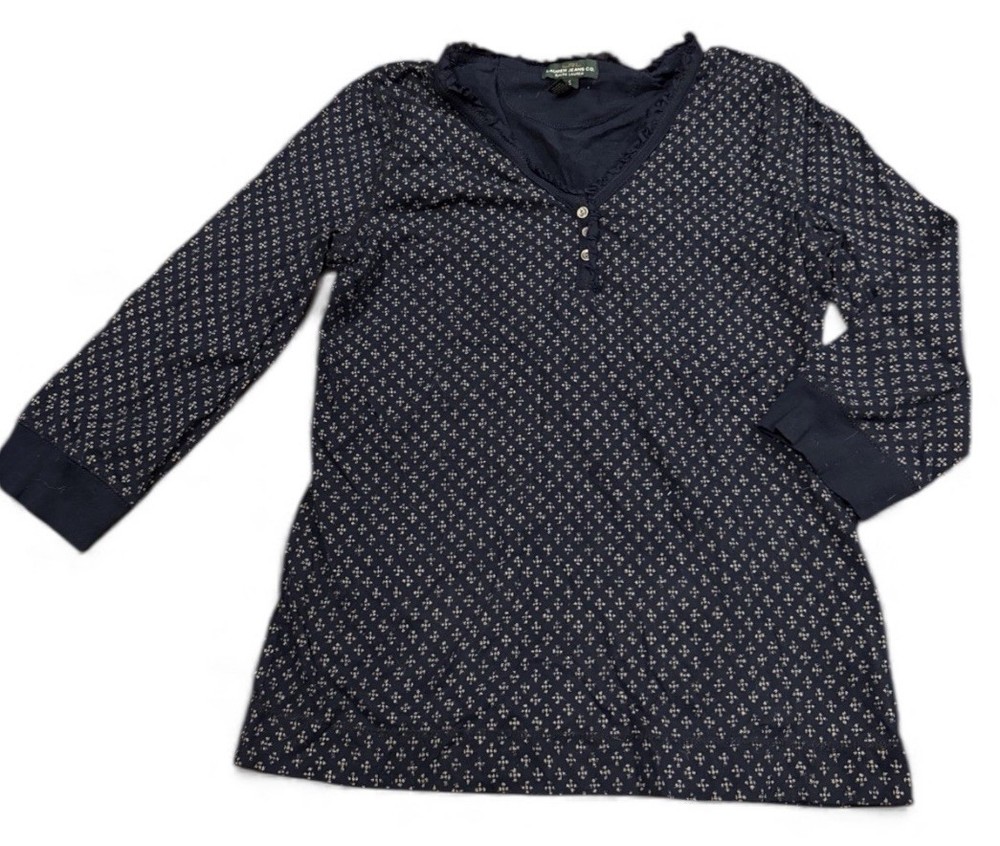 Lauren Jeans Co Ralph Lauren Polka Dot Long Sleeve Henley Top Women’s Small