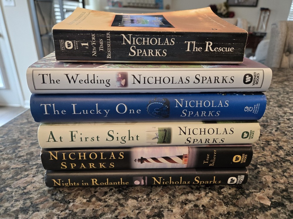 Nicholas Sparks Book Lot -First Sight-Lucky One-Wedding-Rodanthe-Believer-Rescue