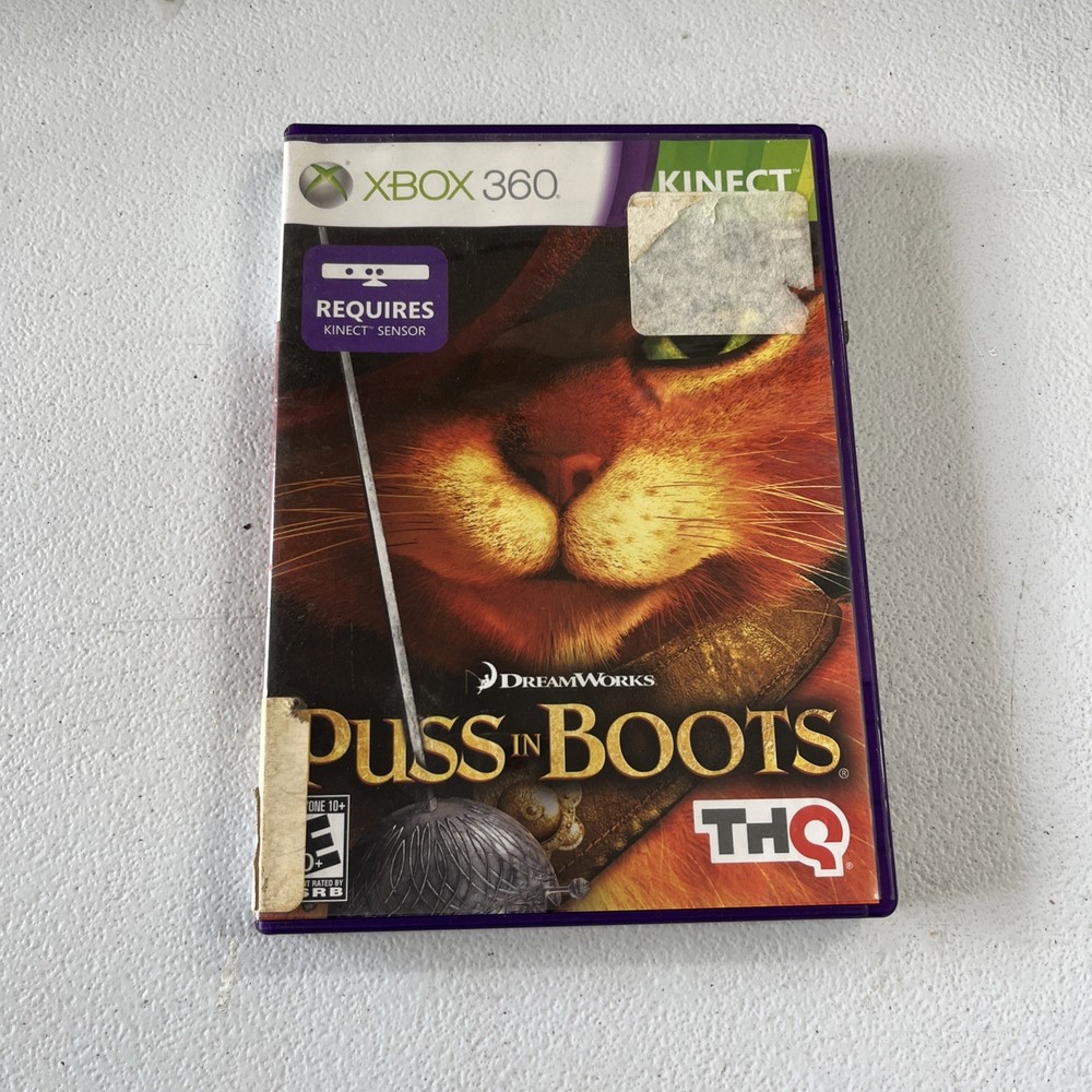 Shrek Puss in Boots (Microsoft Xbox 360, 2011) Complete CIB ~ Tested & Working