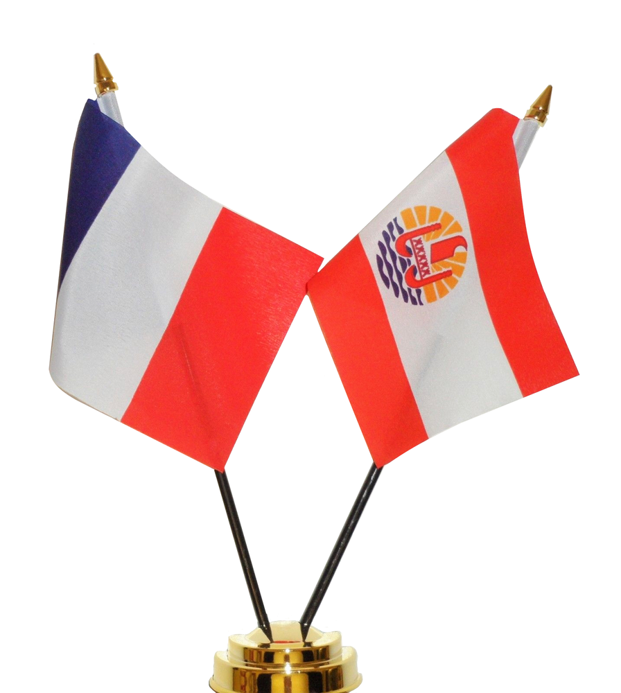 France and French Polynesia Friendship Table Flag Set