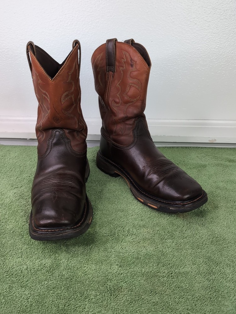 Men's ARIAT Workhog Wide Square Toe Soft Toe Work Boots Size 10 EE