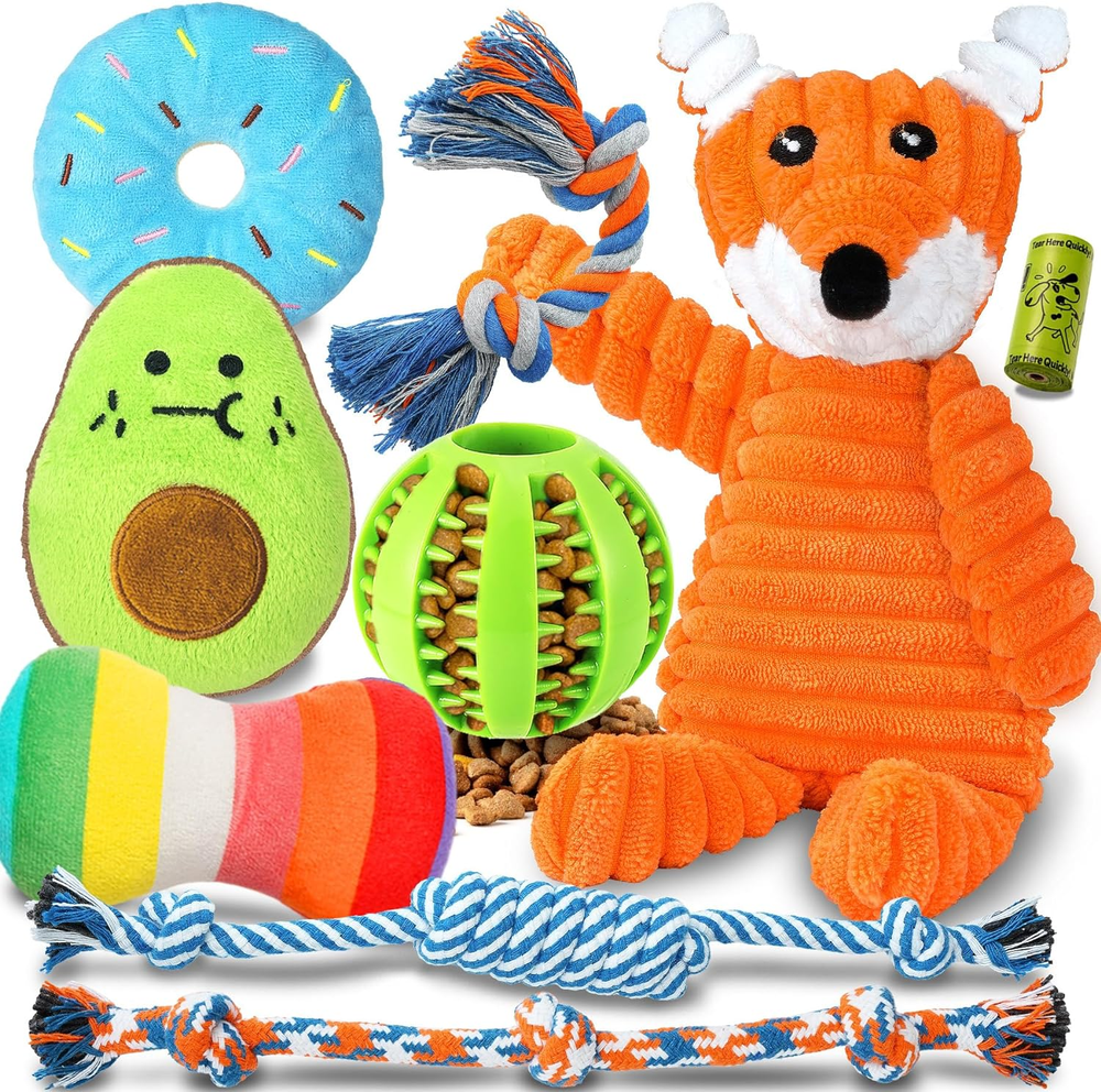 9 Pack Luxury Puppy Toys for Teething Small Dogs, Puppy Chew Toys with Cute Sque