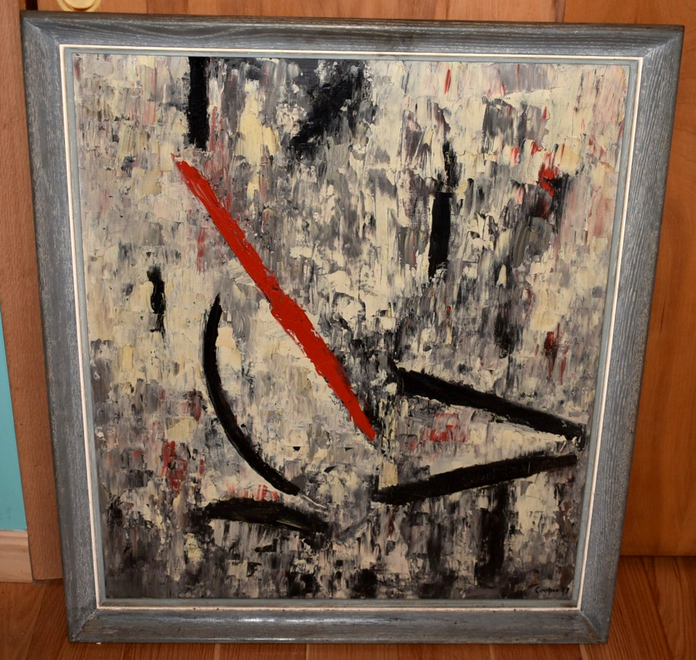 Vintage 1957 Boston Mid Century Abstract Painting Edward Cooper 25x34