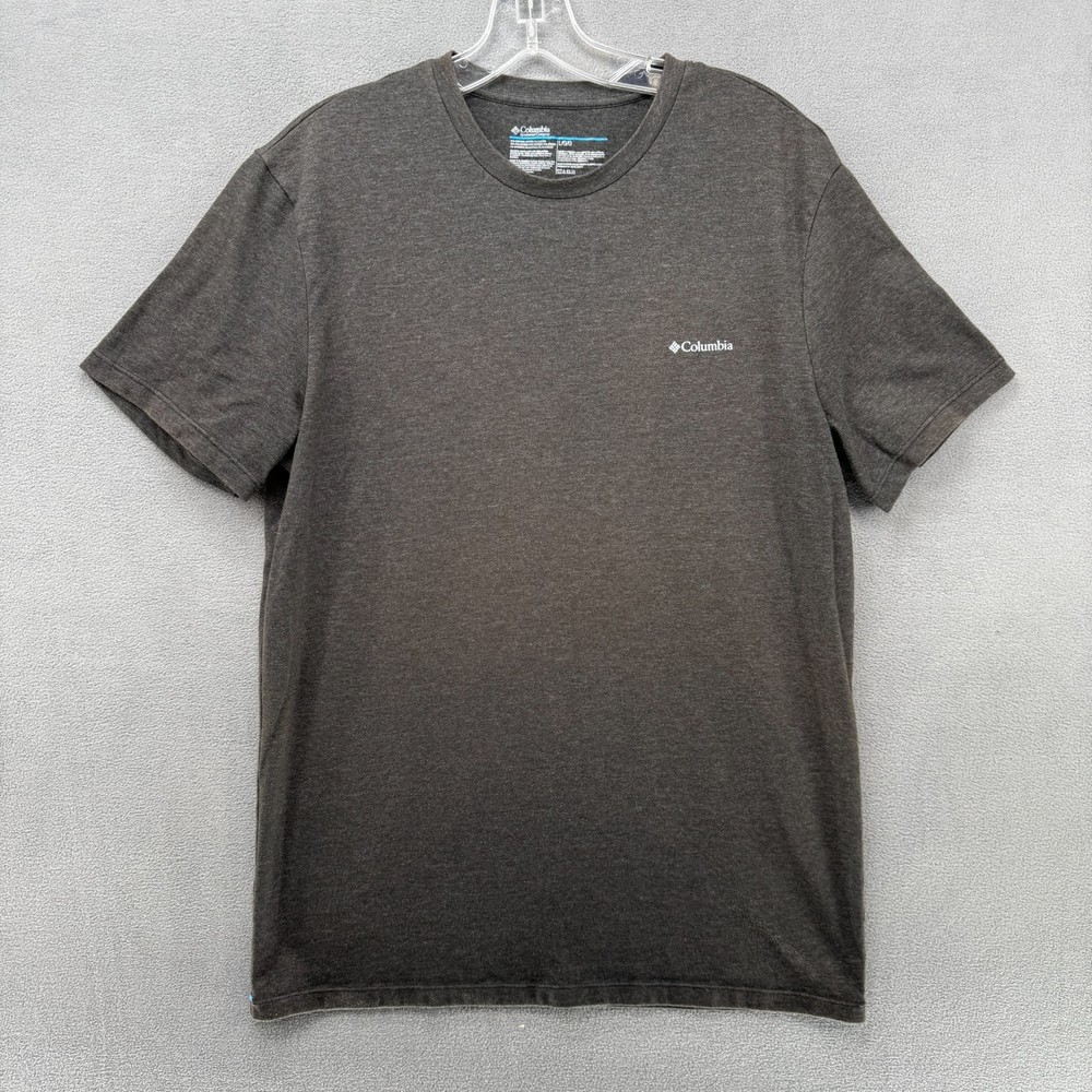 Columbia T-Shirt Mens Large Heather Gray Crew Neck Short Sleeve Logo