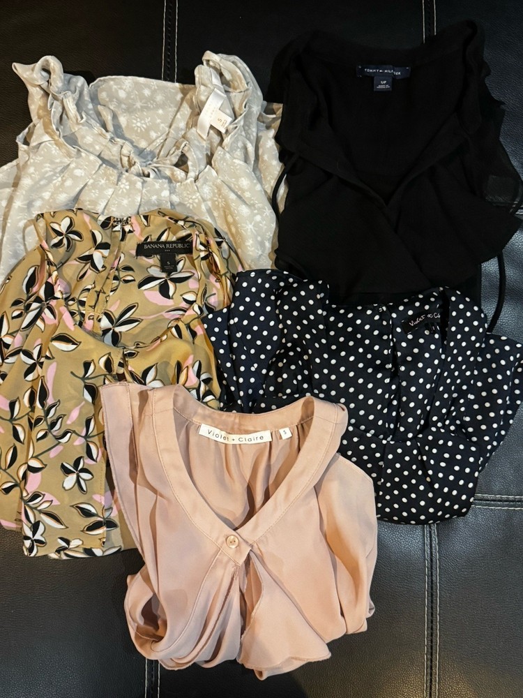 Lot of 5 Womens Blouse Sleeveless Top Size s Floral Polka Dots Print Career