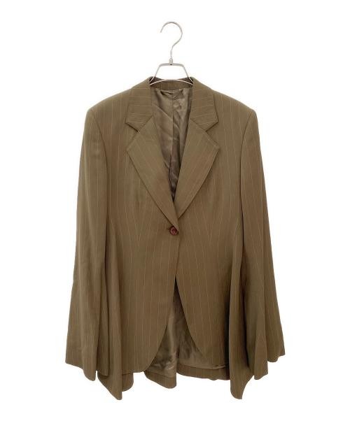 Striped Wool Blend Single Button Tailored Jacket for Men