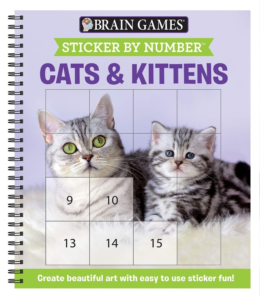 Brain Games - Sticker by Number: Cats & Kittens (Easy - Square Stickers):...