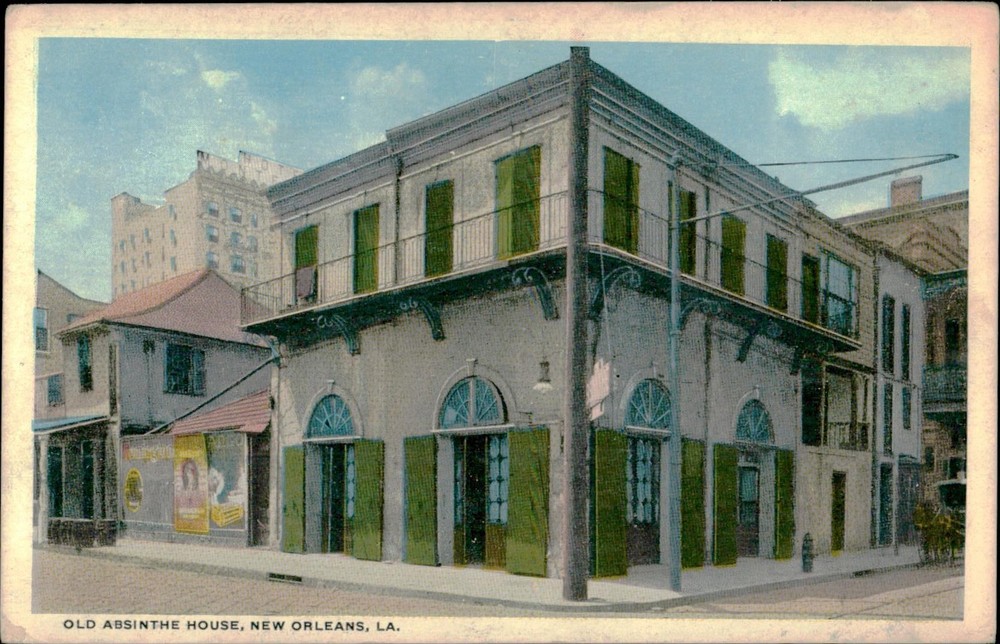 Old Absinthe House New Orleans Postcard Vintage Linen Unposted-image