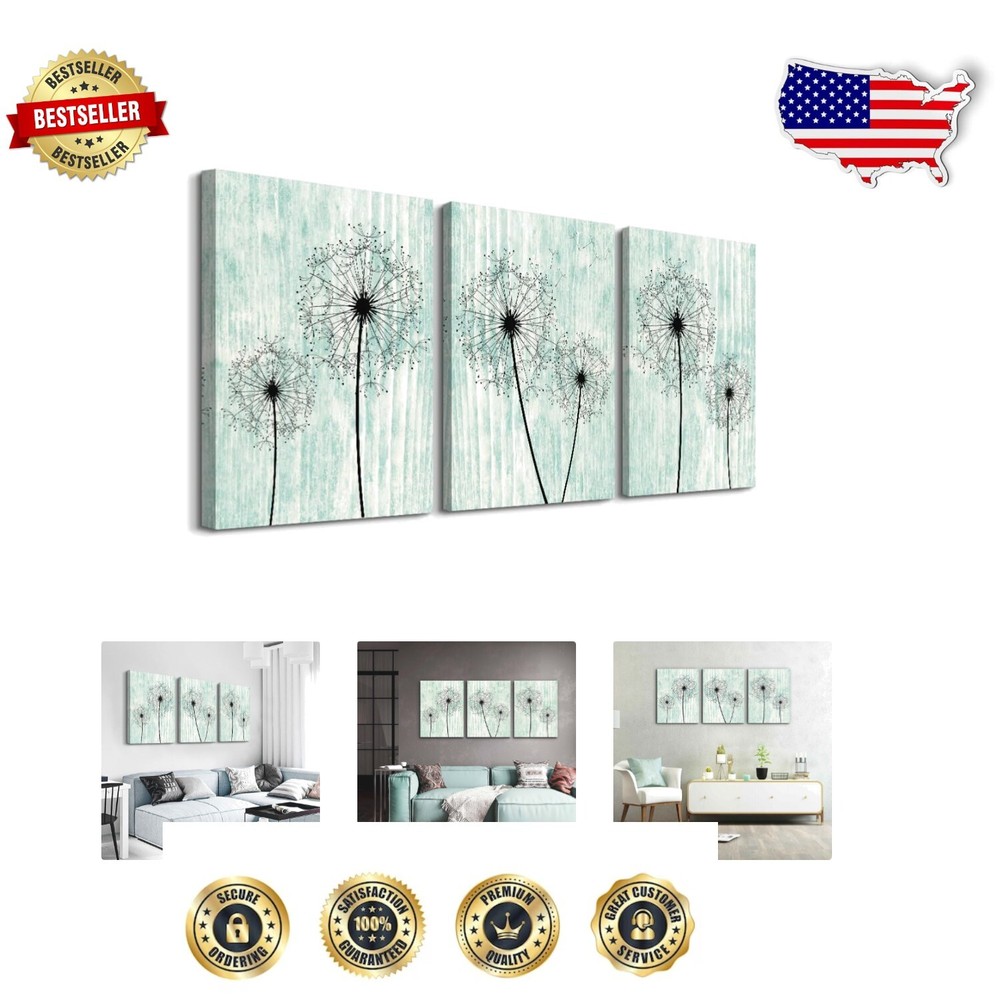 Light Green Dandelion Canvas Prints - Modern Art Decor for Living Room