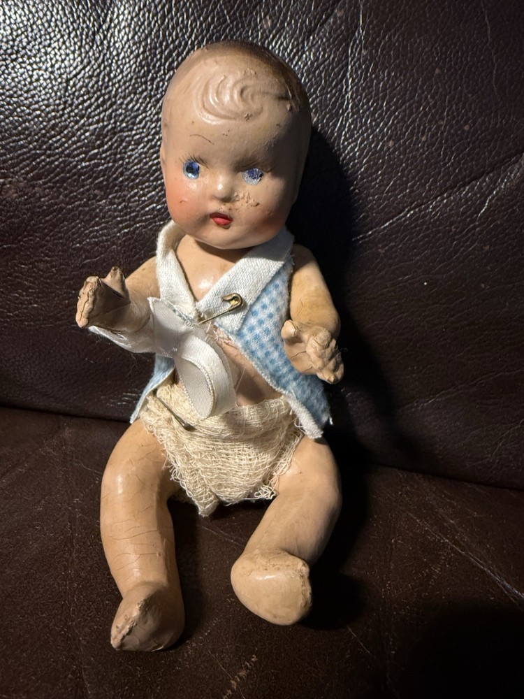 Rare Unusual Antique Vintage Hinged Doll 7