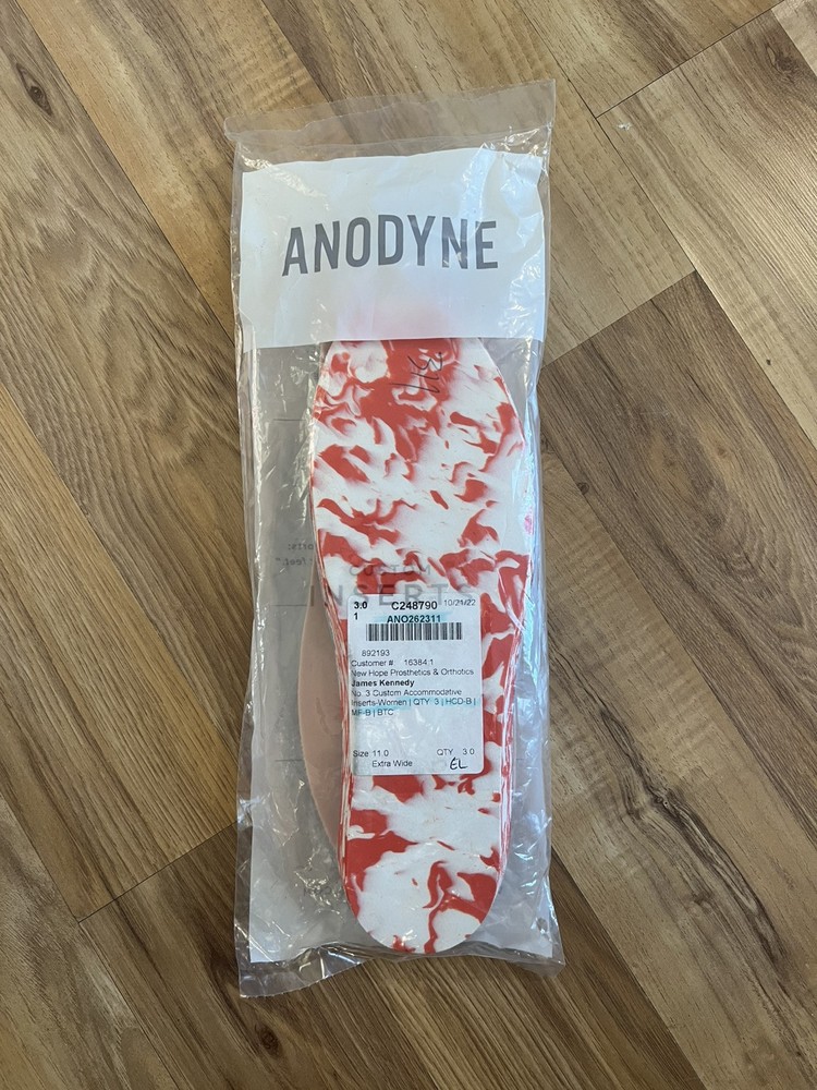 Anodyne Shoe Inserts Custom #3 Accommodative Size 11 Extra Wide Orthotics ￼-image