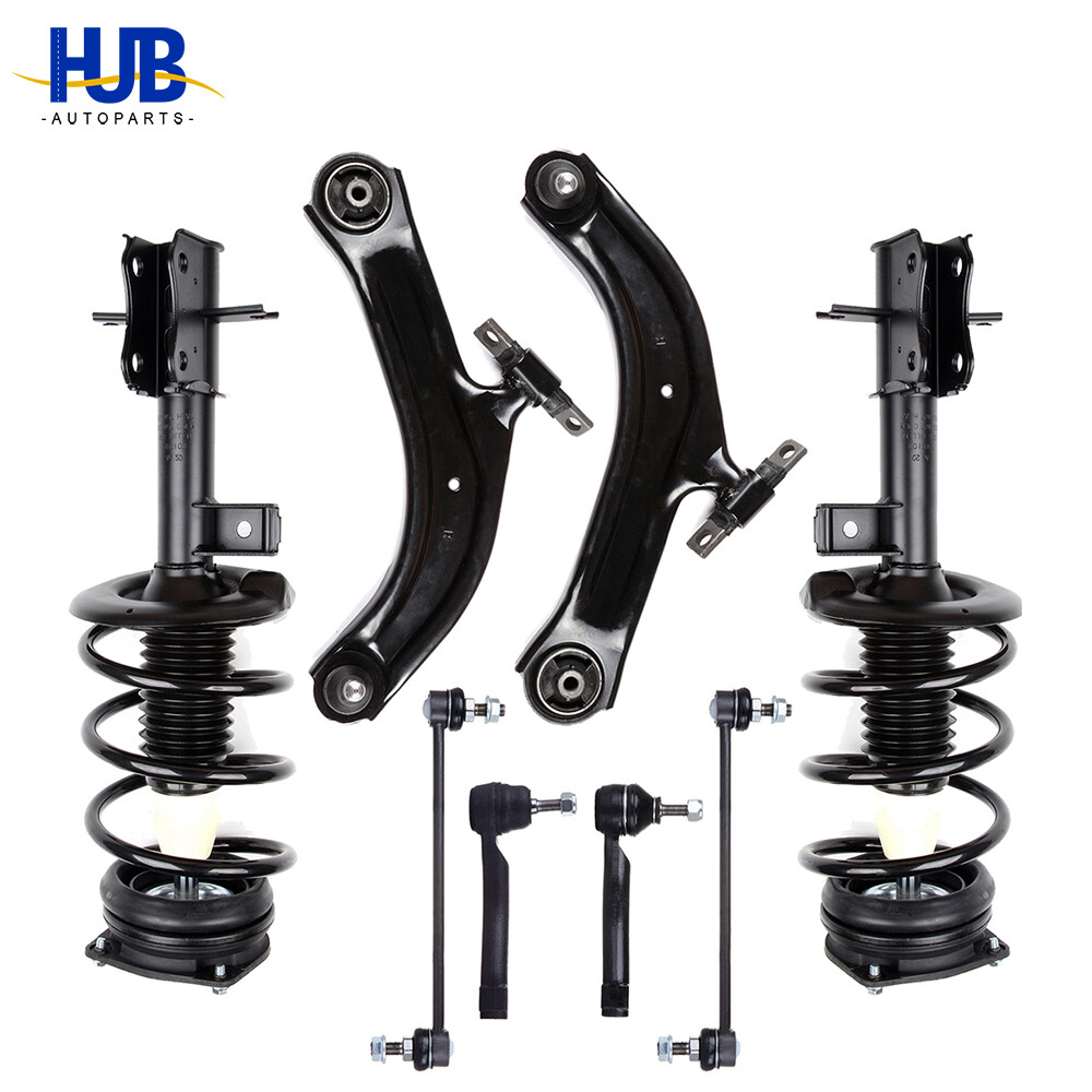 2007-2012 Nissan Sentra Front Struts Control Arms Tie Rods Kit